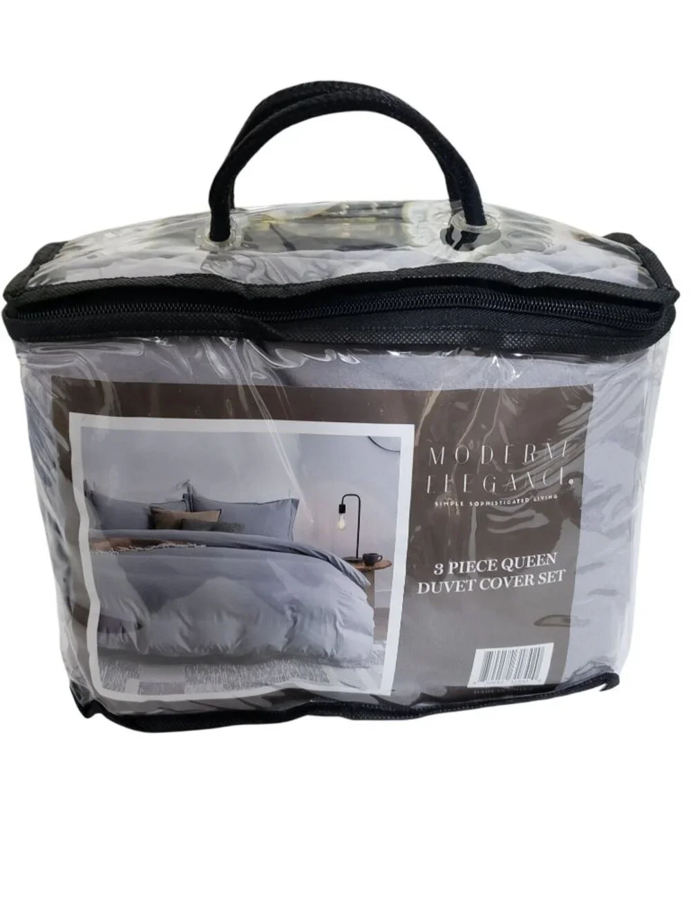 Moderne Elegance gray three piece duvet cover set, size Queen